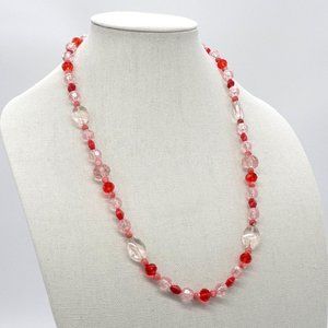 Necklace Strawberry Red Beads Crystals Coral Custom Made